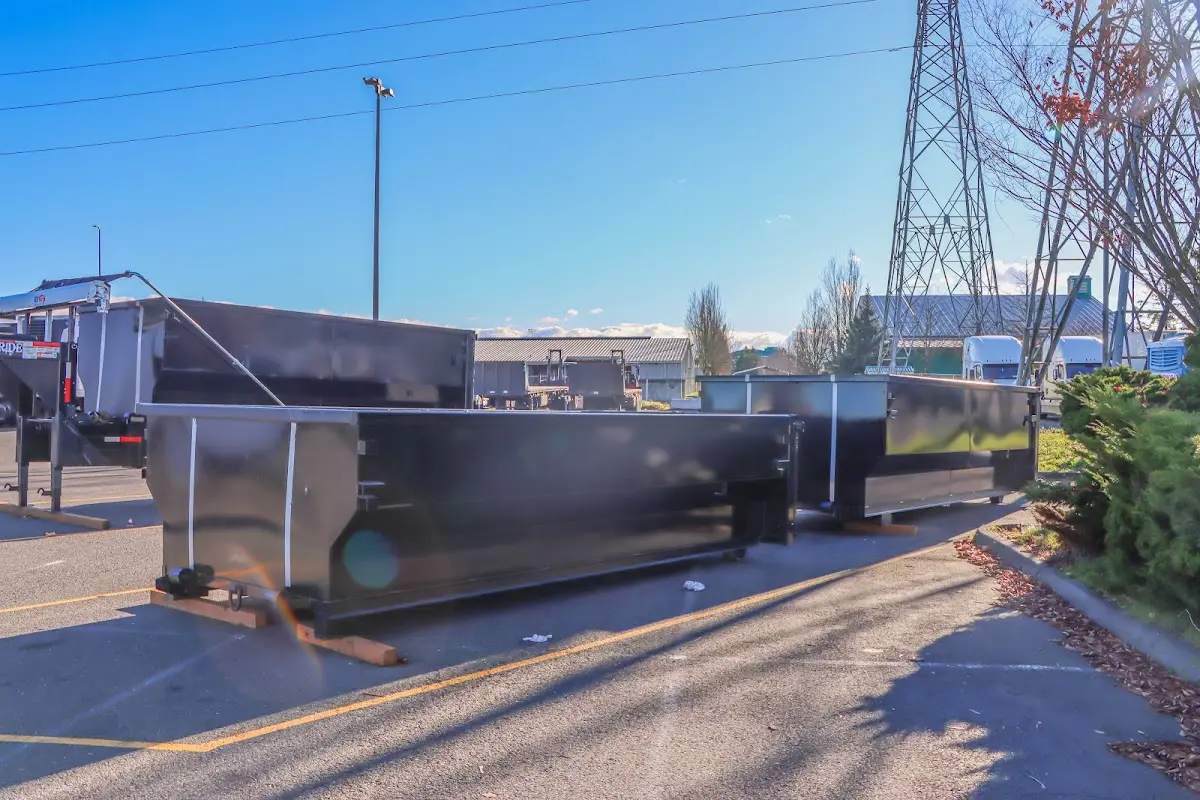 Roll-off dumpster ready for waste disposal at job site for Construction Dumpster Rental in Great Neck